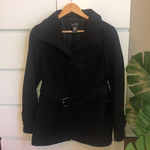 Belted black coat